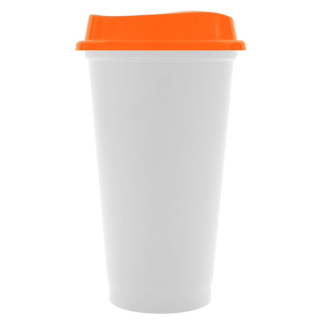 Стакан с крышкой Color Cap White, белый с оранжевым Стакан с крышкой Color Cap White, белый с оранжевым
