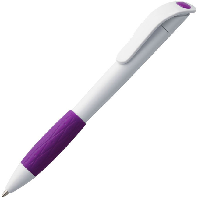 Ручка шариковая Grip, белая с фиолетовым Ручка шариковая Grip, белая с фиолетовым